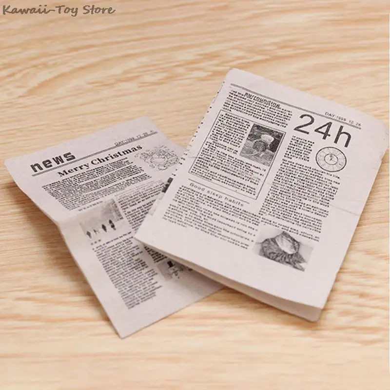 Dollhouse Miniature 1Pcs 1/12 Retro Newspaper Set Simulation Books Magazines Model Toys Home Furniture Doll House Accessories