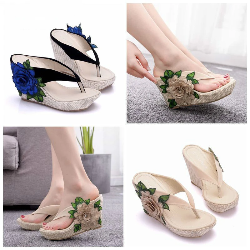 Summer Women Shoes 2022 Fashion Platform Wedge Sandals Slippers Women High  Heel Embroidered Flower Sandals Plus Size - Women's Sandals - AliExpress