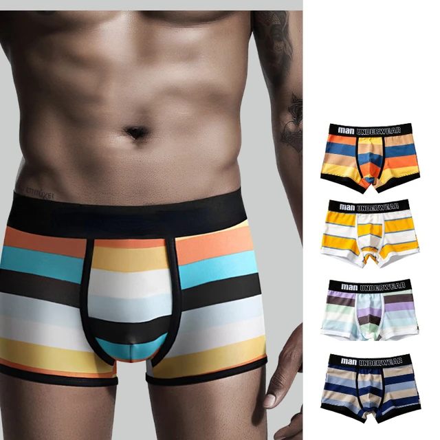 1pc Boxer Men Underpants Brand Luxury Cotton Youth Sports Underwear Man  Personality Men's Panties Stripes Mens Boxers Intimate - AliExpress