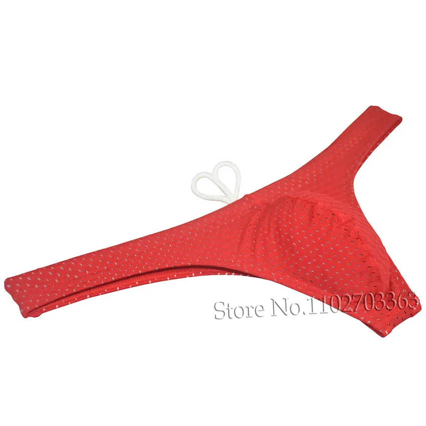 Men's Swim Thong Bikini Swimsuit with Bulge Pouch T-back Design Mini Beachwear Tangas Style Surfing Shorts