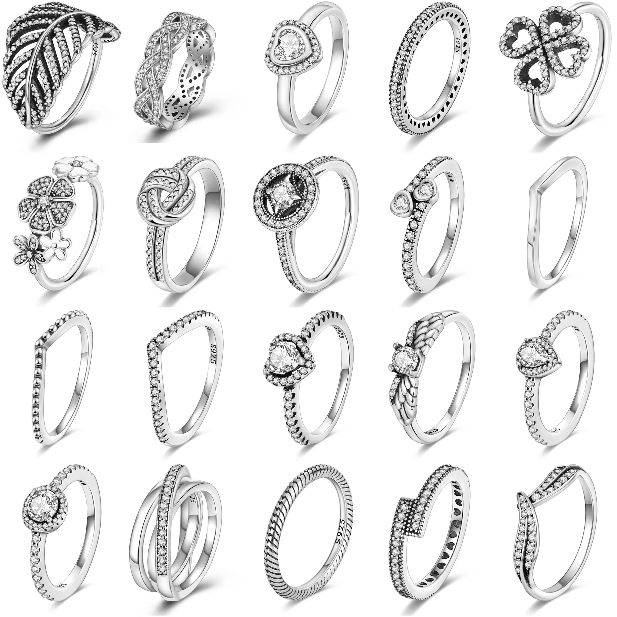 Fashion Trend 925 Silver Finger Ring Women Rings Infinite Flower