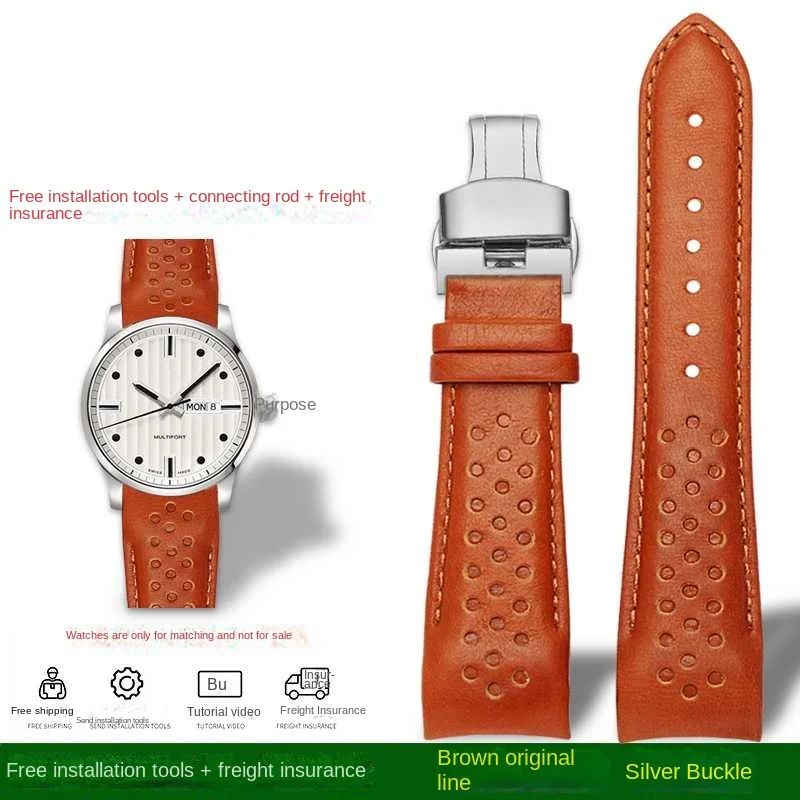 thumbnail image 1 of Correa de reloj de cuero con interfaz curvada para la serie Mido Multifort M025.627/M025.407 M005.430 Correa de reloj de cuero curvada de 22 y 23 mm, 1 of 5