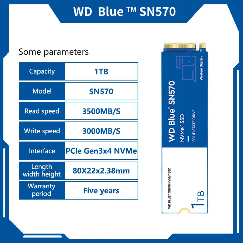 Western Digital WD Blue SN570 NVMe 2TB 1TB 500GB 250GB SSD PCIe3.0