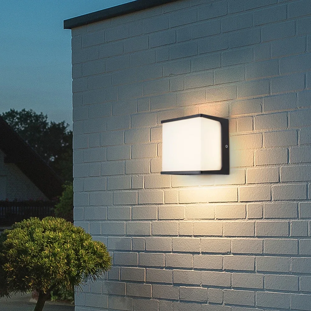 Outdoor Wall Lamp LED Lights Waterproof IP65 No Motion Sensor 8W Garden Porch Lighting Garden Courtyard Decor Cube Wall Light