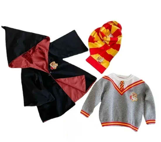 thumbnail image 1 of Disfraces de Potter, disfraz de Harris, capa de mago para niños, suéter de Gryffindor, bufanda, regalo de Halloween, Navidad, cosplay para niños, 1 of 5