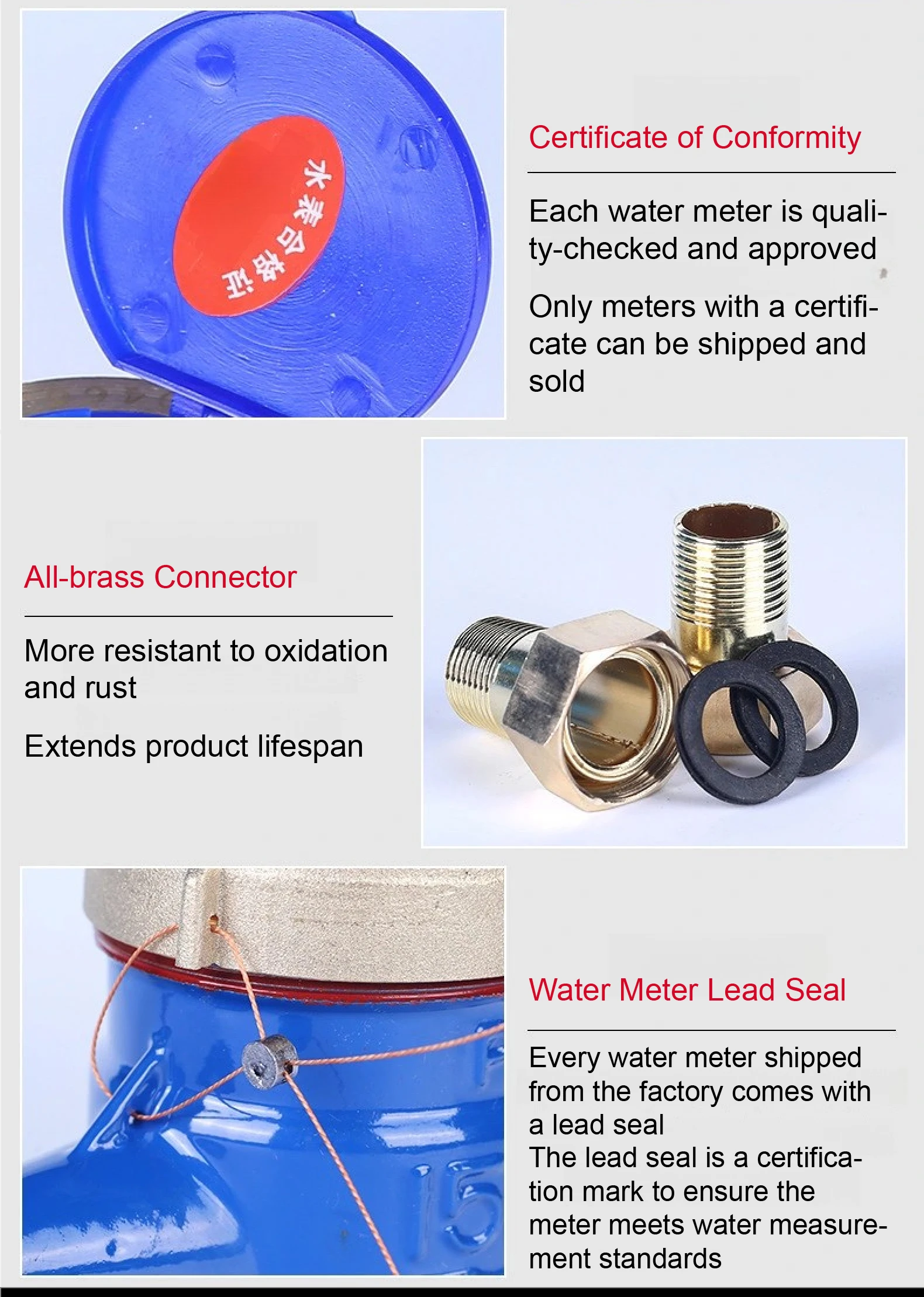 Rotary Vane Multi‑Jet Wet Type Residential Water Meter DN15 DN20 DN25 Brass / Ny