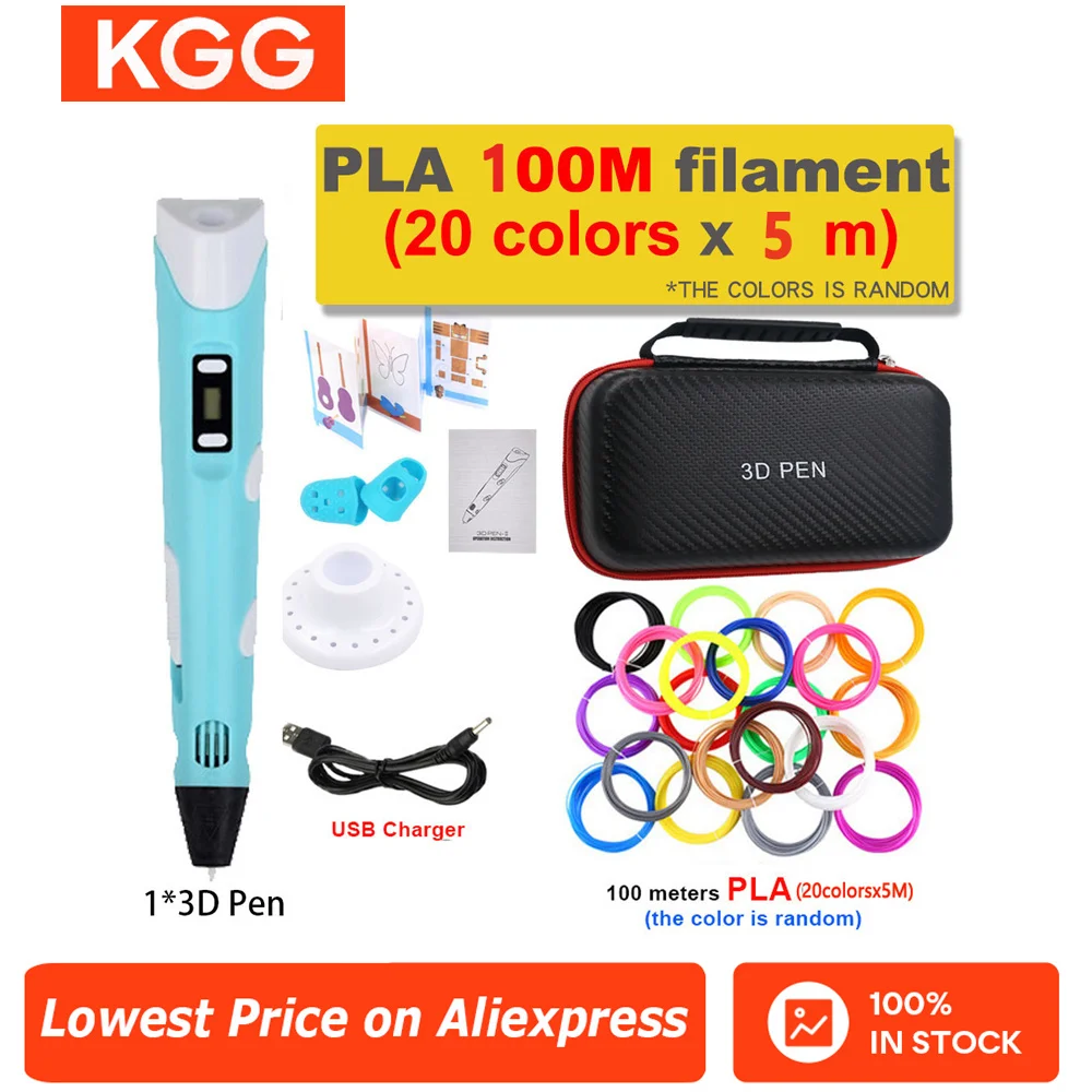 3D Pen Kids DIY Printer Pen Children Drawing Pens With LCD Screen PLA Filament 1.75mm Printing Birthday Christmas Gift For Kids