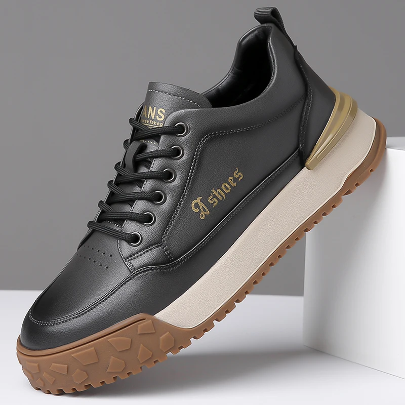 

Luxury Brand Designer Men Outdoor Sneakers High Quality Casual Leather Shoes Comfy Male Lightweight Thick Bottom Business Shoes