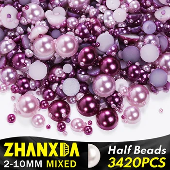 2-10mm Mixed Pearls For Decoration White Black Beads Half