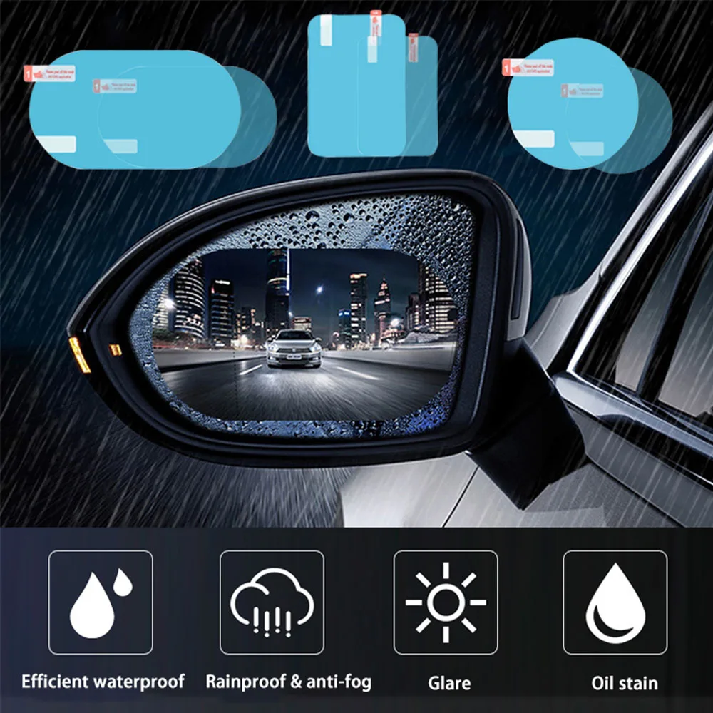 CAR DOOR WINDOW/WINDSHIELD ANTI GLARE/MIST/FOG RAIN PROOF SQUARE STICKER  FILM x2