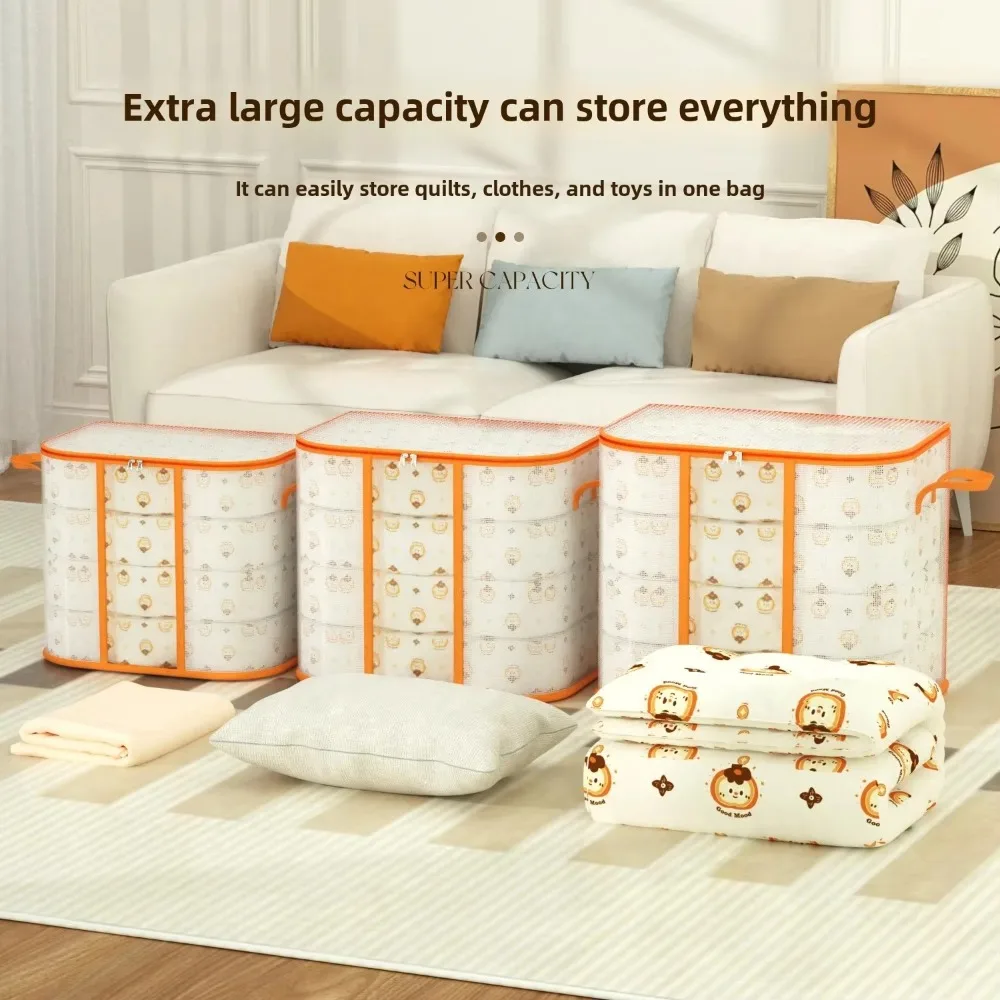Dust-proof Folding Storage Baskets with Handles Transparent Foldable Storage Bag Waterproof Storage Containers Quilt Storage Bag 6