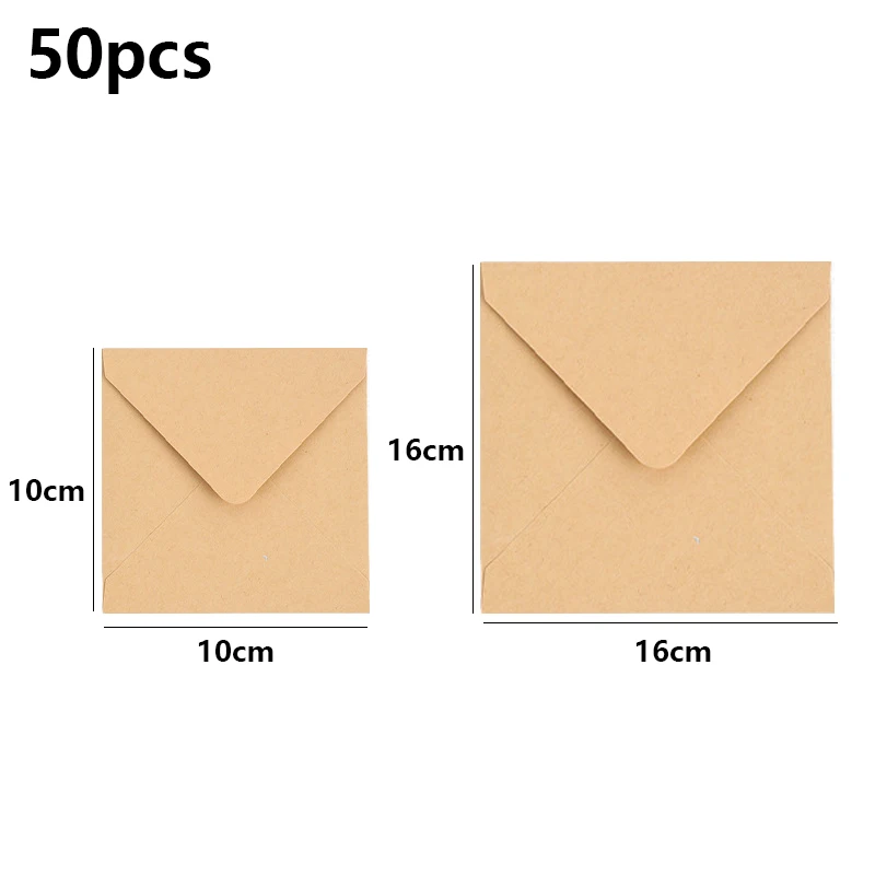 50pcs/lot 16x16cm Envelope Small Business Supplies 120g Paper Invitations Postcards Letters Bag Wedding Stationery Storage