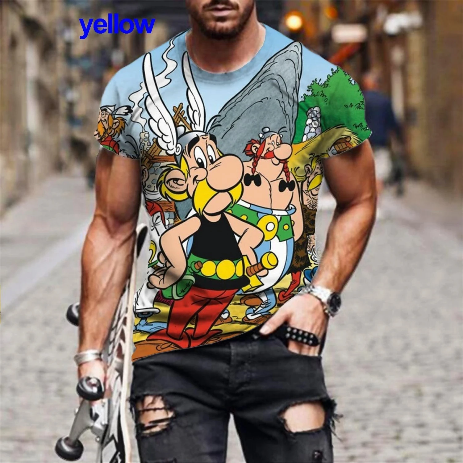 summer cartoon pattern 3D printing T-shirt men's women's casual short sleeve T-shirt plus size