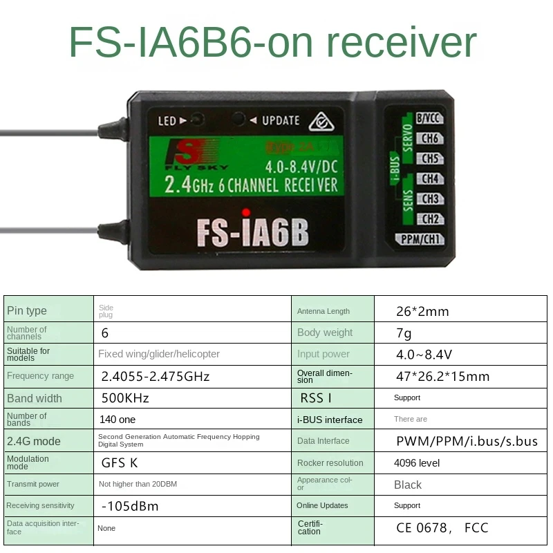 FS-IA10B IA6B X6B FS-A8S IA6 수신기(리시버) i6 i10 CT6B T6 TH9x 무선 조종기 부품용