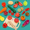 Children's Fruit Vegetables Cutting Toys Role Play Simulation Kitchen Pretend Toy Wooden Magnetic Cutting Fruit Set Games Gifts 2