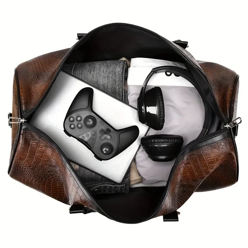 Large Capacity Retro Crocodile-Textured Travel Duffel Bag - Durable Unisex Vacation Luggage, Versatile Gift for Men & Women 4