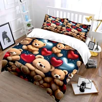Ensemble cadeau décoratif d'ours en peluche, plusieurs tailles pour chambre d'enfant et d'adulte, magnifique ensemble de literie 3 pièces, cadeau 2