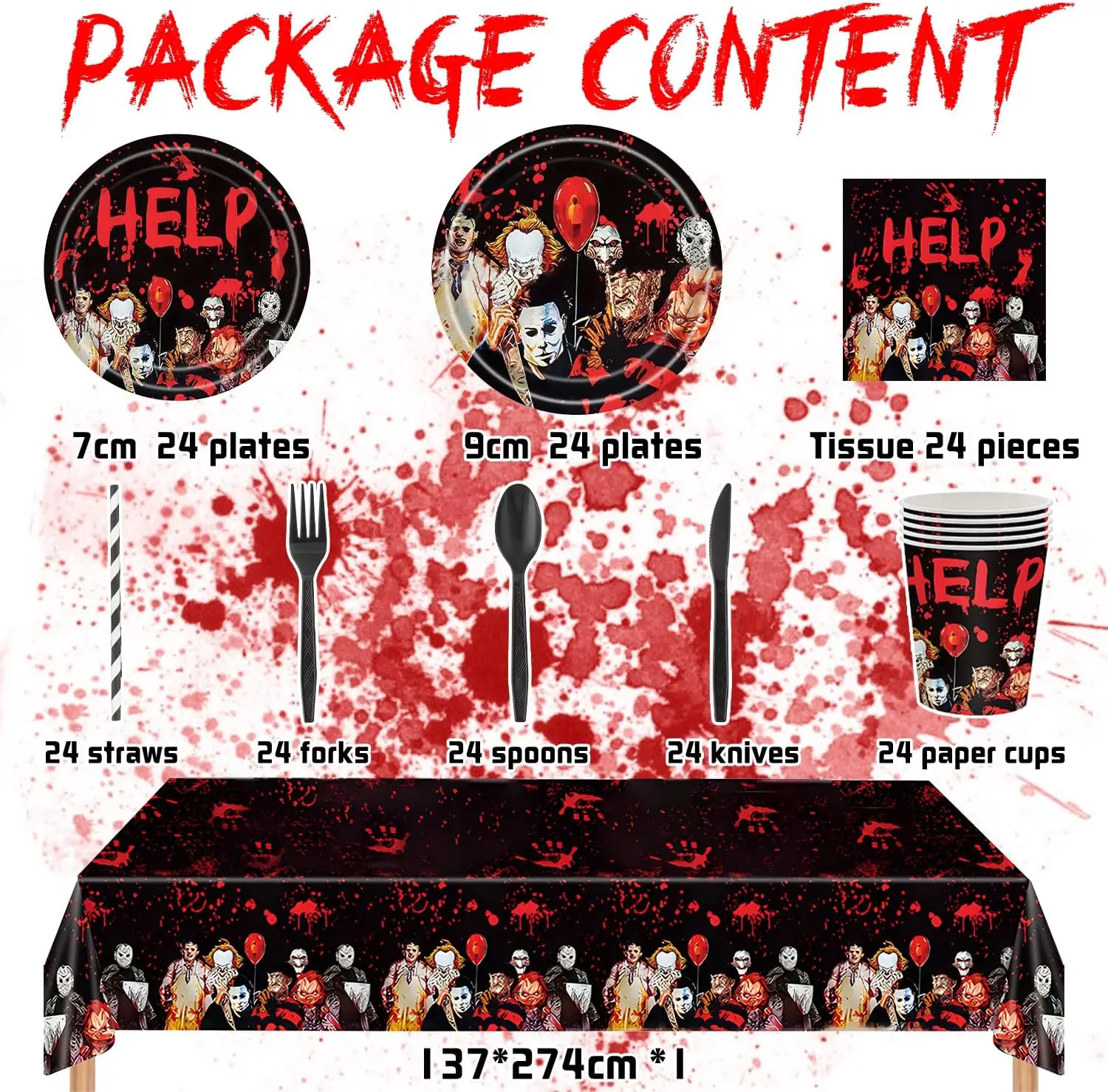Set Stoviglie Di Carta Per Festa Halloween - Servizio Per 12 Persone Con Motivi Scheletri E Fiori, Include Piatti, Bicchieri E Tovaglia
