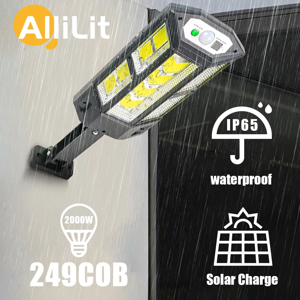 Уличный настенный светодиодный светильник на солнечной батарее 2000 Вт 249 COB датчик