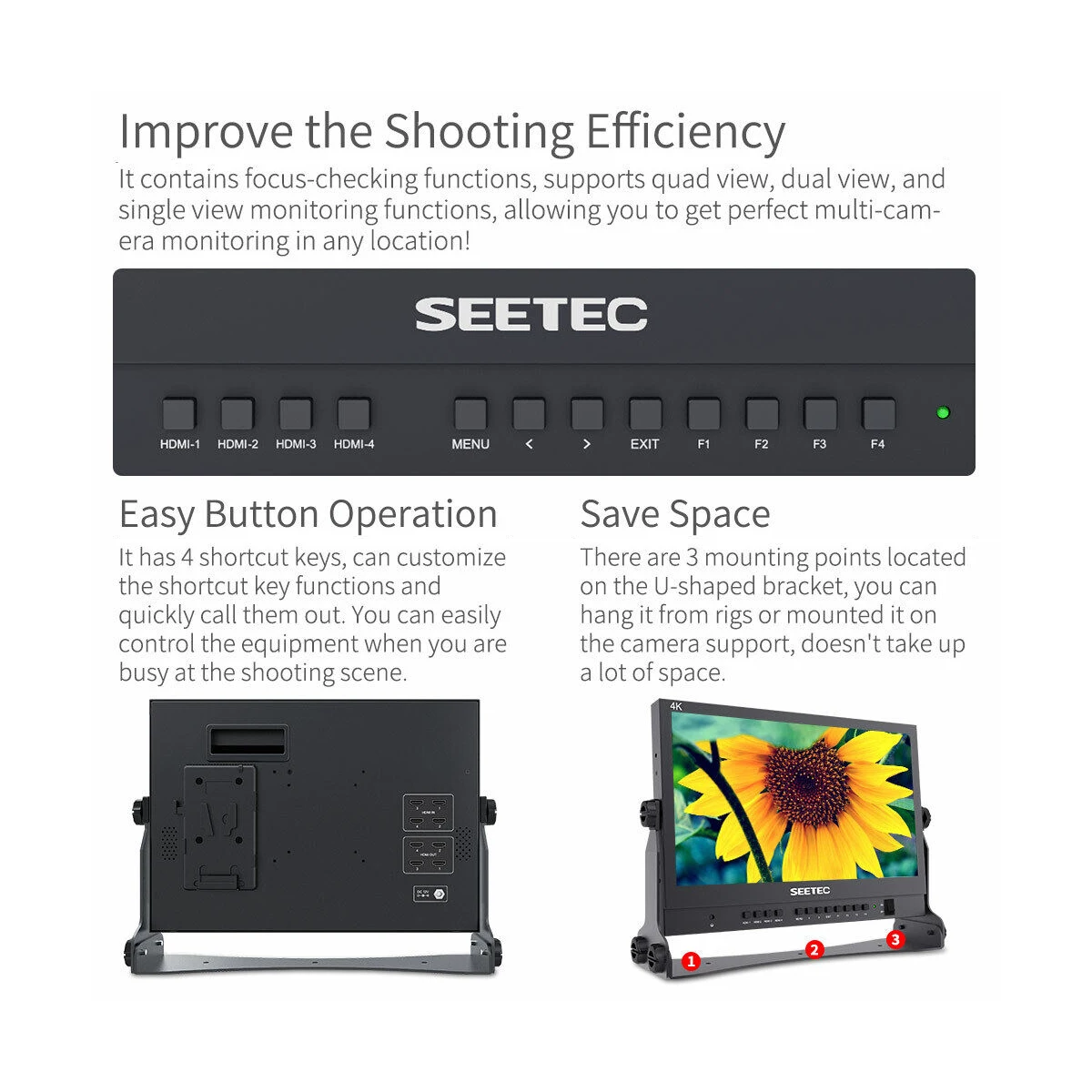 SEETEC ATEM156 15.6-inch Live Broadcast Controller Display With 4 HDMI Input Output Quad Split Display for ATEM Mini