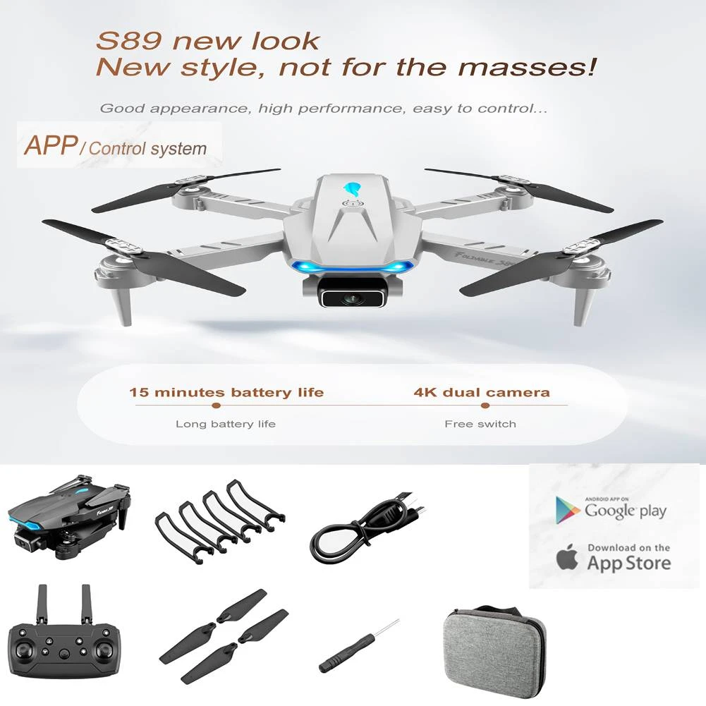 YLR/C S89 Drone 4k HD Single/Dual Camera 2.4GHz WiFi FPV  Altitude Hold Drones Brushed Foldable 6axes Rc Helicopter with Battery