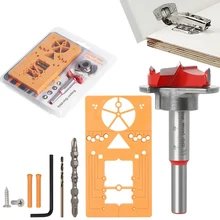 

35mm Adjustable Hinge Hole Drilling Guide Locator Kit Jig Drill Bits Woodworking Door Hole Opener Cabinet Power Tool Accessories