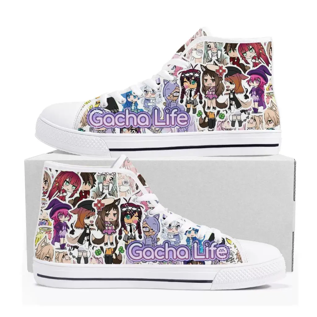 Gacha Life High Top Sneakers Hot Cartoon Game Mens Womens Teenager High Quality Fashion Canvas Shoes Casual Tailor Made Sneaker
