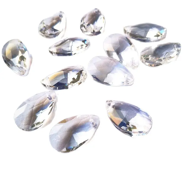 Top Quality 100PCS/Lot 22MM K9 Optical Clear Crystal Pear Chandelier Parts Suncatcher Glass Prisms Lighting Pendants Accessories 10pcs lot 28mm crystal marquis clear angle s tear pear chandelier faceted pointed oval pendants diy glass suncatcher accessories