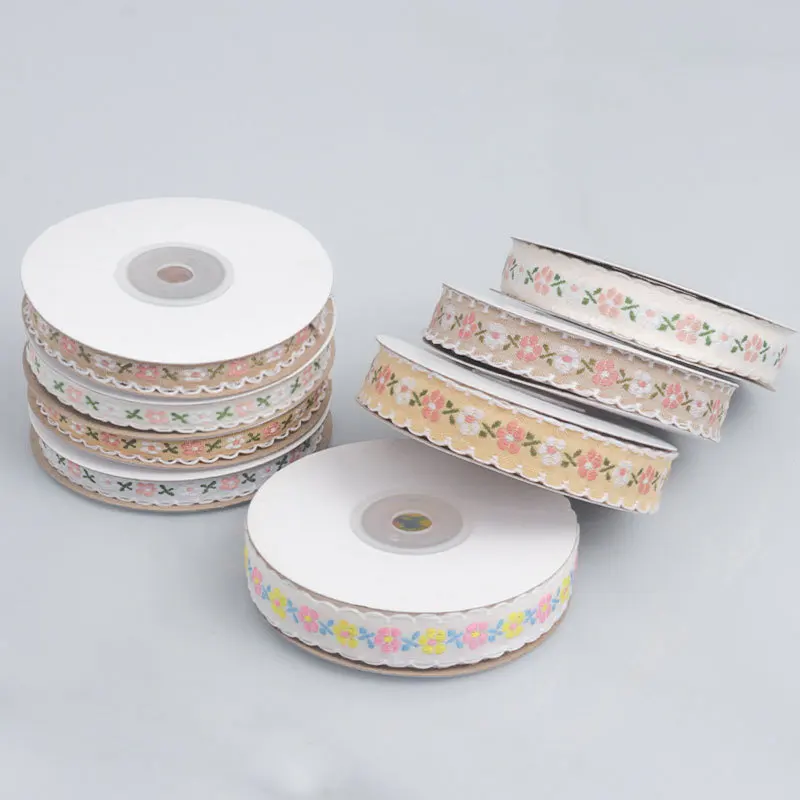 자수 작은 꽃무늬 우븐 모자 활, 수제 DIY 우븐 재료, 우븐 액세서리, 리본 선물 장식, 2 개