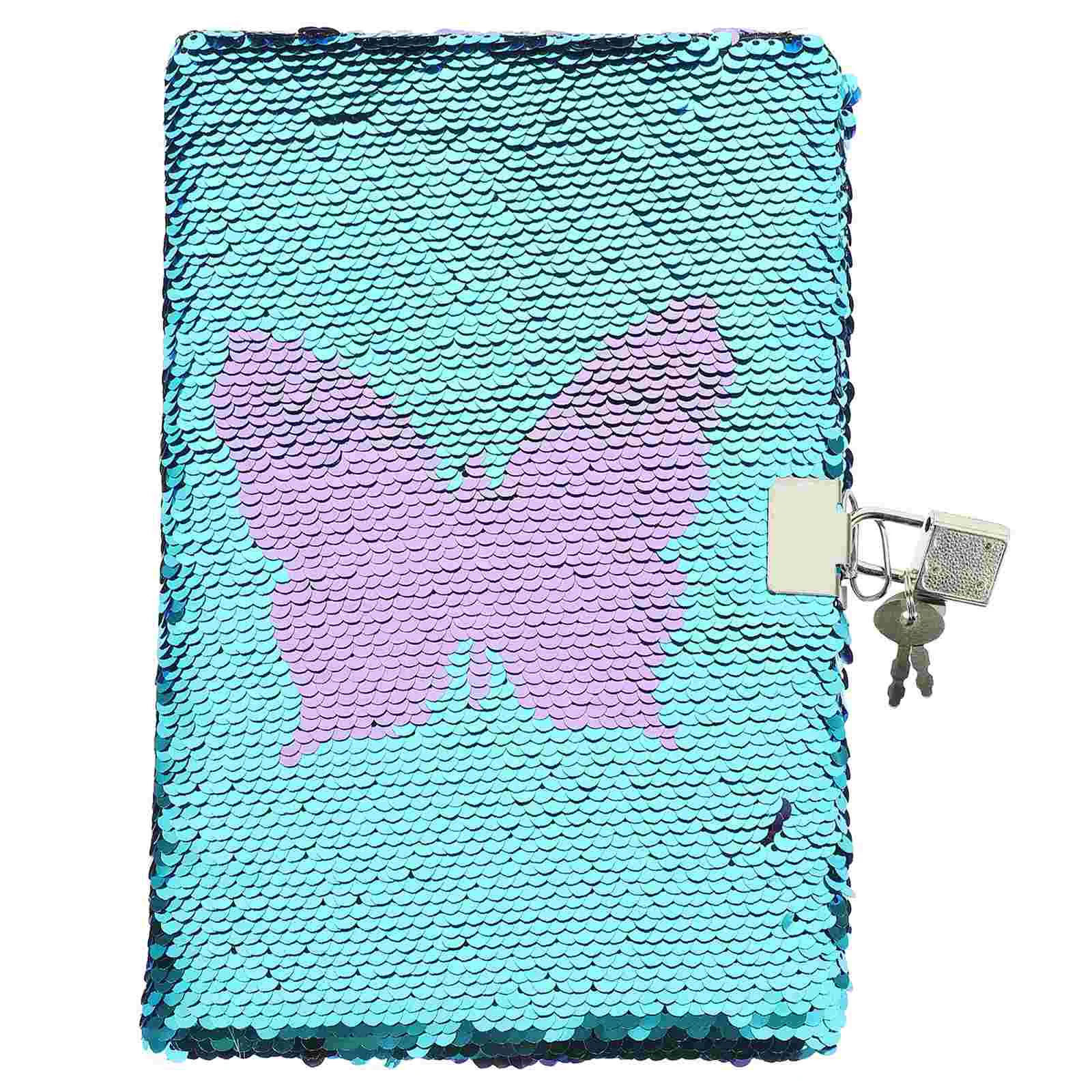 

Sequin Notebook Diary Girls Travel Adorable Notepad Toddlers Sequins Lock Key Student Secret for