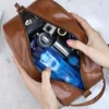 Men Business Travel Wash Toiletry Bag Waterproof PU Leather Bathroom Shaving Tools Organizer Bag Makeup Pouch Women Cosmetic Bag 3