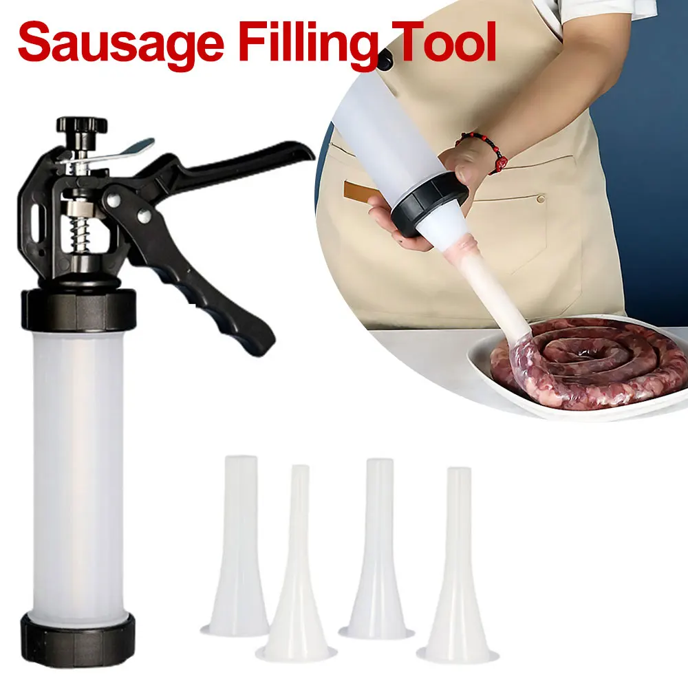 Homemade Sausage Stuffer Meat Fillers Machine Stainless Sausage Syringe Manual Maker 1set Gadgets Kitchen Tools sausage stuffing machine