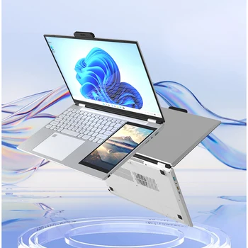 Nueva Computadora Portátil con Pantalla Doble LCD de 15.6 Pulgadas + 7 Pulgadas, Computadora Portátil Core N95, DDR4 de 16 GB, Pantalla Táctil 1