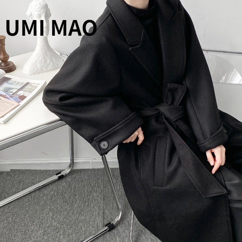 

UMI MAO Yamamoto Dark Men Women Winter Korean Niche Cold Wind Loose Tweed Coat Tweed Jacket Niche Female Overcoat Women Y2K