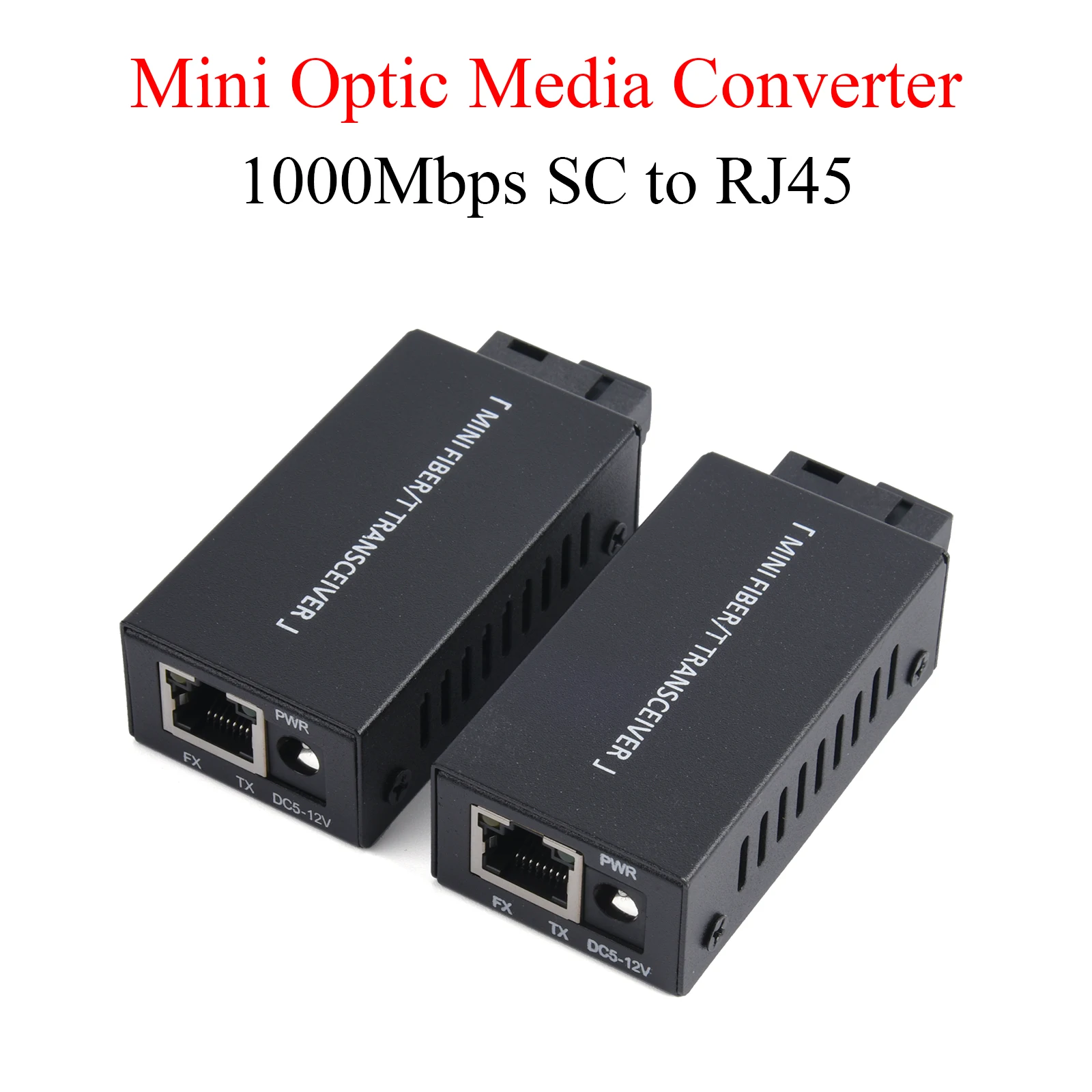 Mini Gigabit Fiber Media Converter 100/1000Mbps Fiber Transceiver SC to RJ45 Ethernet Switch 20Km With EU Power 1 Pair fiber optical media converter fiber transceiver module
