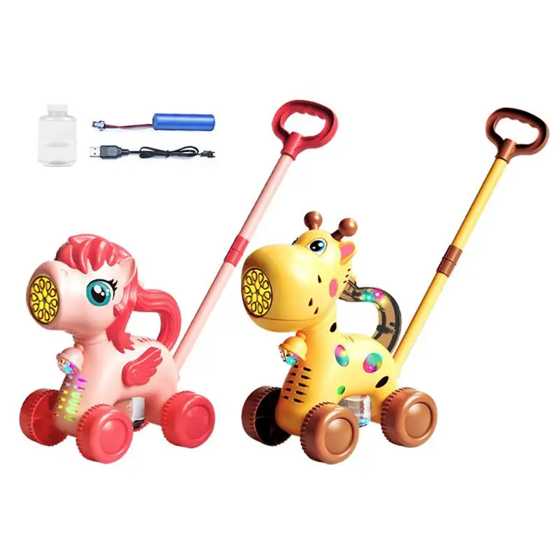 

Tractor Bubble Machine Automatic Push Summer Outdoor Backyard Cute Animal Lawn Mower Bubble Cart For Outdoor Walking play
