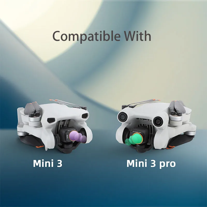 Vue détaillée d'un filtre ND/PL pour DJI Mini 3 Pro, montrant la monture en métal et le verre de haute qualité.