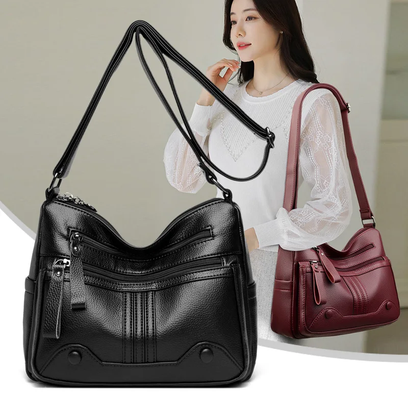 Middle-aged Women's Bag Multi-layer Large-capacity Shoulder Soft Leather Atmospheric Versatile Crossbody Bags for Women women handbags crossbody bags