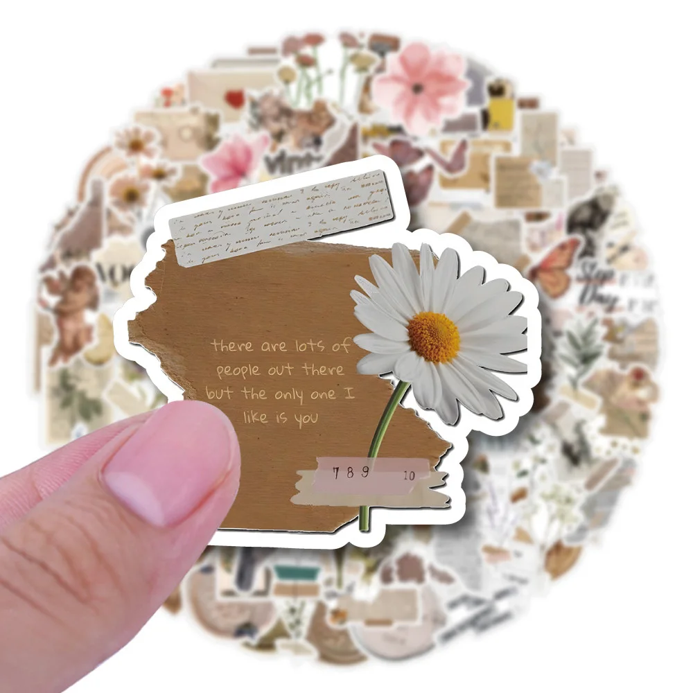 10/30/60/120PCS Retro Art Flower Butterfly Aesthetic Stickers Vintage Decal Laptop Phone Luggage Scrapbook Car Graffiti Sticker 3