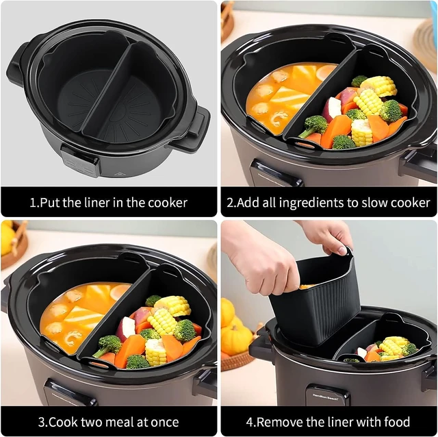 Silicone Slow Cooker Divider Liners Compatible with Crockpot & Hamilton  Beach 6QT Slow Cooker, Food-Grade Material, Easy Cleanup, Reusable, Slow