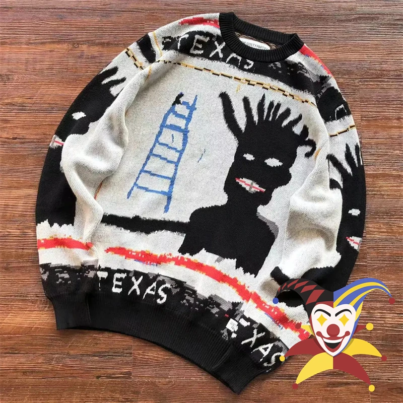 

Graffiti Jacquard WACKO MARIA Knit Sweater Men Women 1:1 Loose Sweatshirts Crewneck