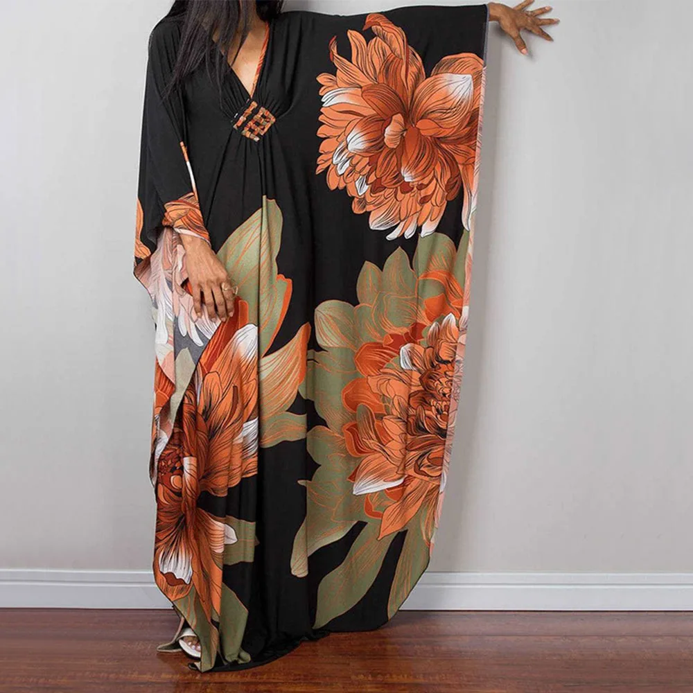 Maxi Long Dress Summer Sunscreen Smock Casual Vacation Swimsuit Cover Up Dress Loose Bathing Suit Beachwear Shirt for Women 1