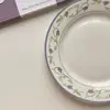 Ceramic Dining Plates Korea Retro Style Niche Deep Blue Lace Bellflower Ceramics Breakfast Dessert Plate Breakfast Plate 2