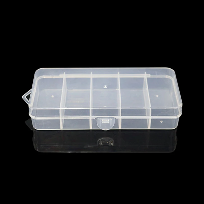 1PCS Transparente Lagerung Box Perlen Schmuck Container Single-schicht Fünf-zellen Rechteckige Kunststoff Box Schmuck Lagerung – Detail 3