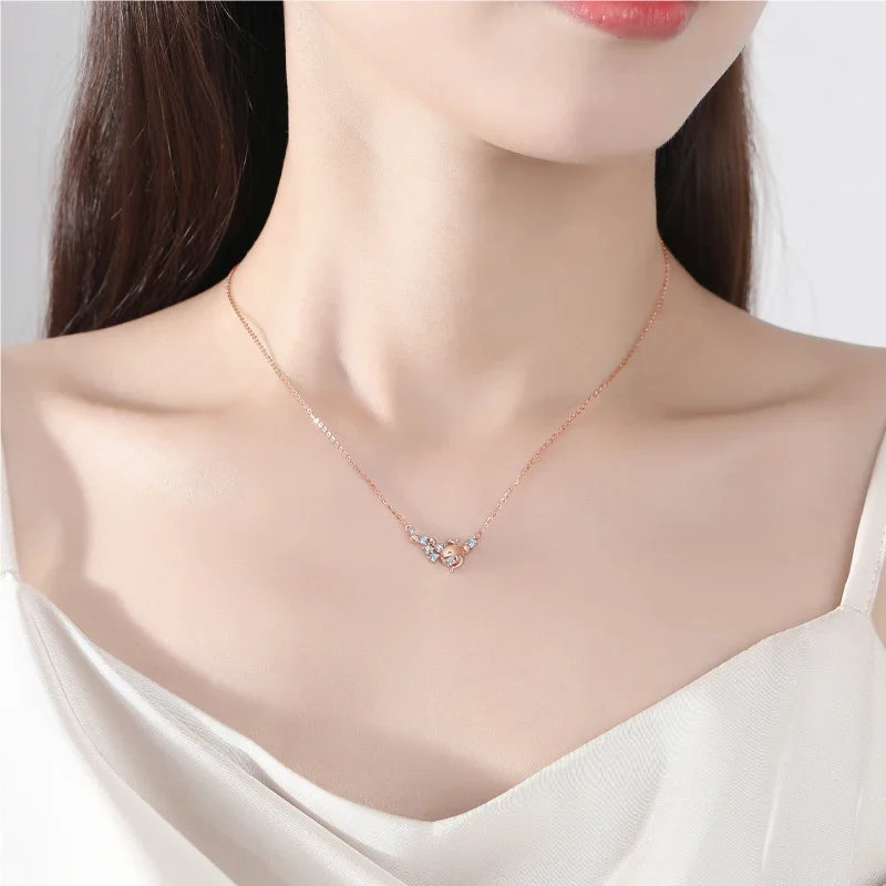 

S925 Sterling Silver Zircon Necklace Original Design Sending Loved Ones Love Whale Light Luxury2024 New Models Pendant Gift