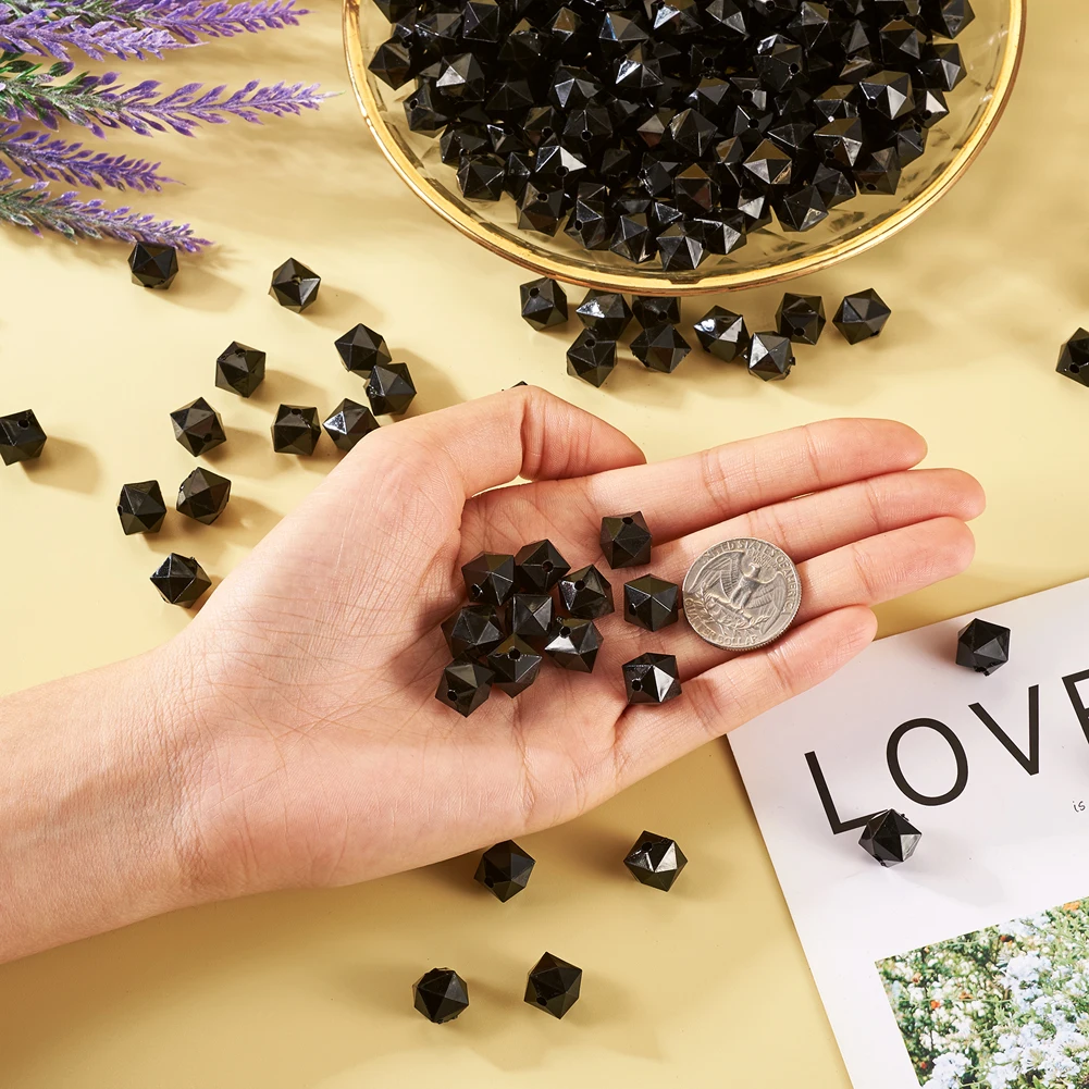 About 670pcs/500g Transparent Acrylic Beads Faceted Cube Looser Beads for Jewelry Making DIY Bracelet Earrings Necklace Decors