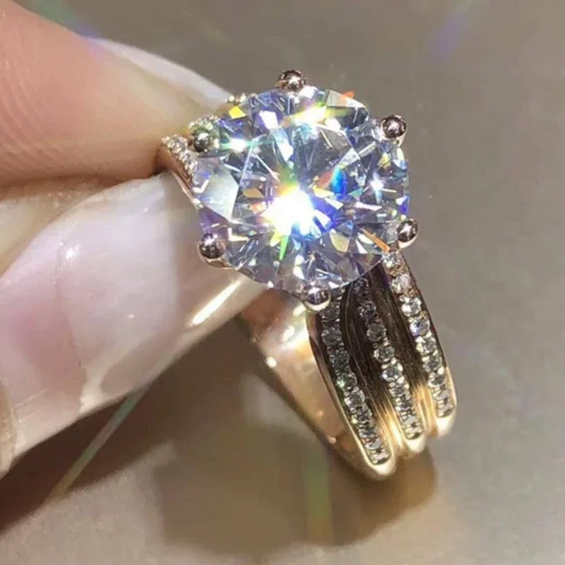 Silver Color Claws Design Big Crystal Wedding Rings For Women Cubic Zirconia Charms Bridal Engagement Ring Jewelry Gift wedding rings silver ring womens ring cubic zircon ring finger rings jewelry rings ring jewelry