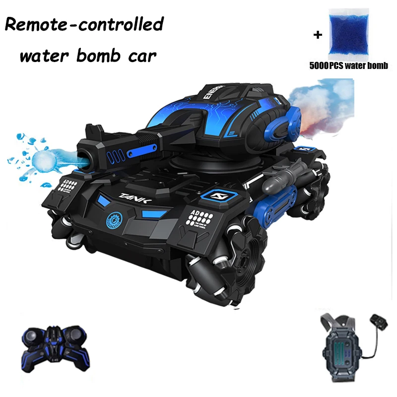 RC Car Children Toys, 4WD Remote Control Tank, Lighting Spray Sound Effects, Water Bomb Electric Armored Vehicle, Kids Gift Set