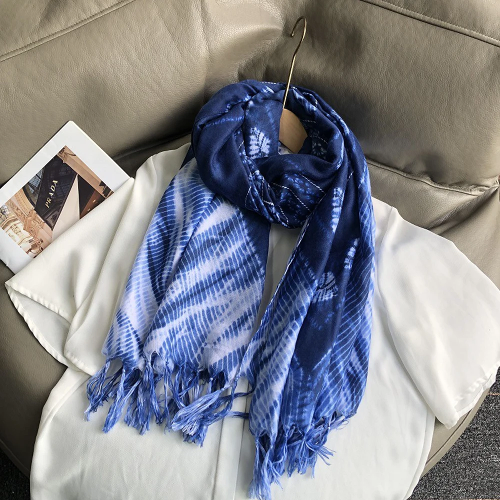 

2023 New Cotton Geometry Pattern Tassel Scarves Shawls Long Bohemia Tie-dye Muffler Wrap Hijab Free Shipping