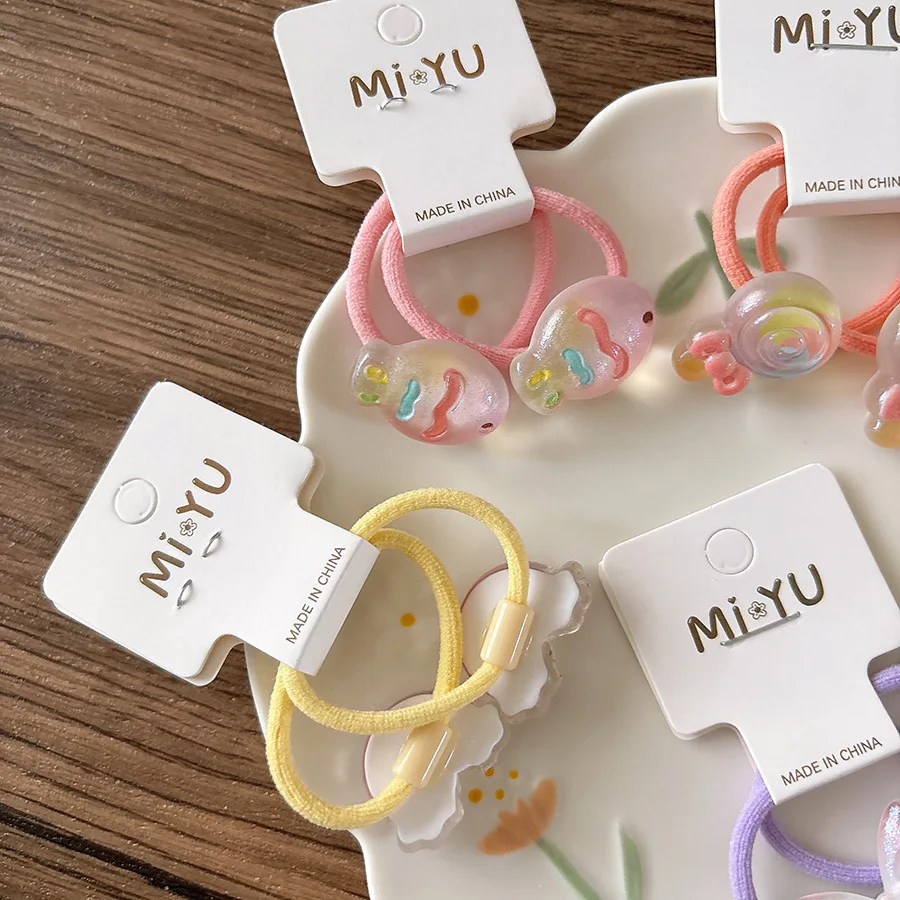 Cute Cartoon Transparent Children Headband Tied Rubber Rainbow Butterfly Headwear Girls Kids Hair Accessories